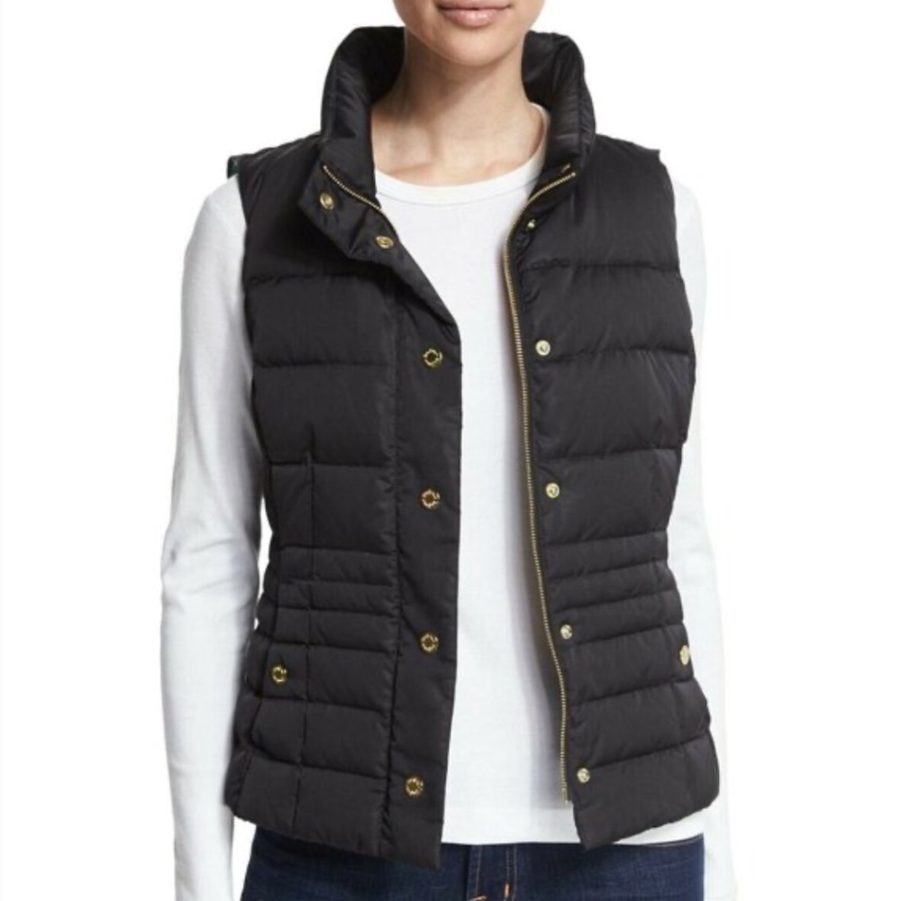 LILLY PULITZER Isabelle Cloudweight Packable Down Puffer Vest Black Tropical
